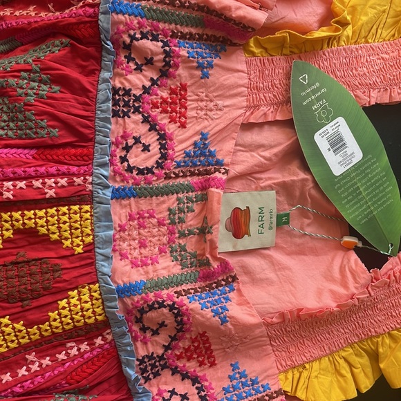 FARM Rio Dresses Nwt Farm Rio Cross Stitch Tiered Cotton Mini Dress